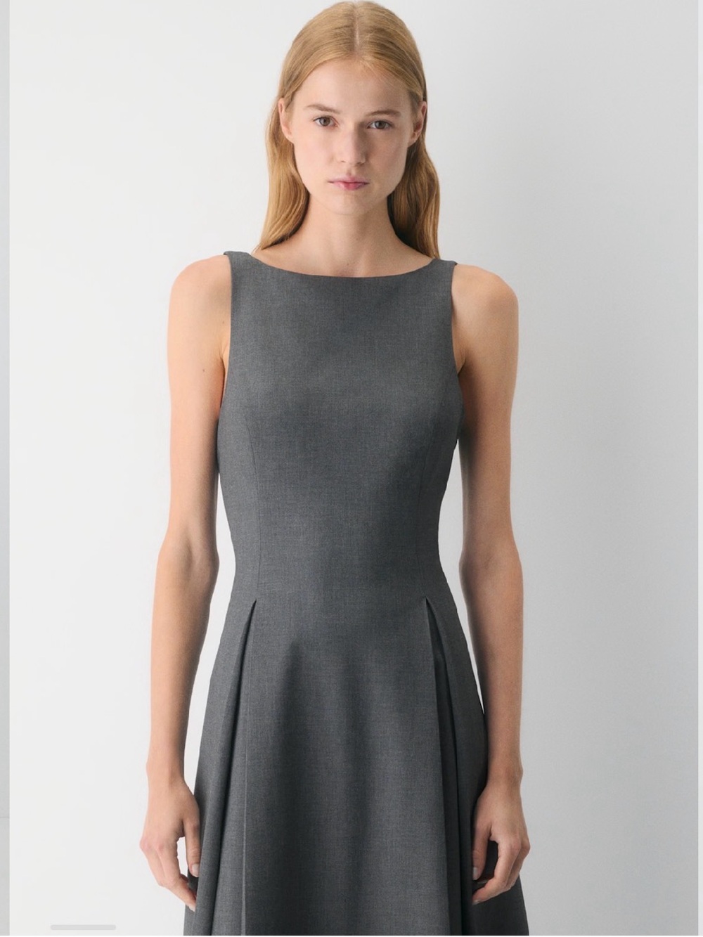 Babaton Gardenia Heather  Charcoal Sleeveless Boatneck Midi Dress 10 - Picture 5 of 15